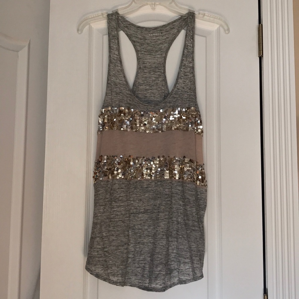 Express Sequined Racerback Tank Top Size S